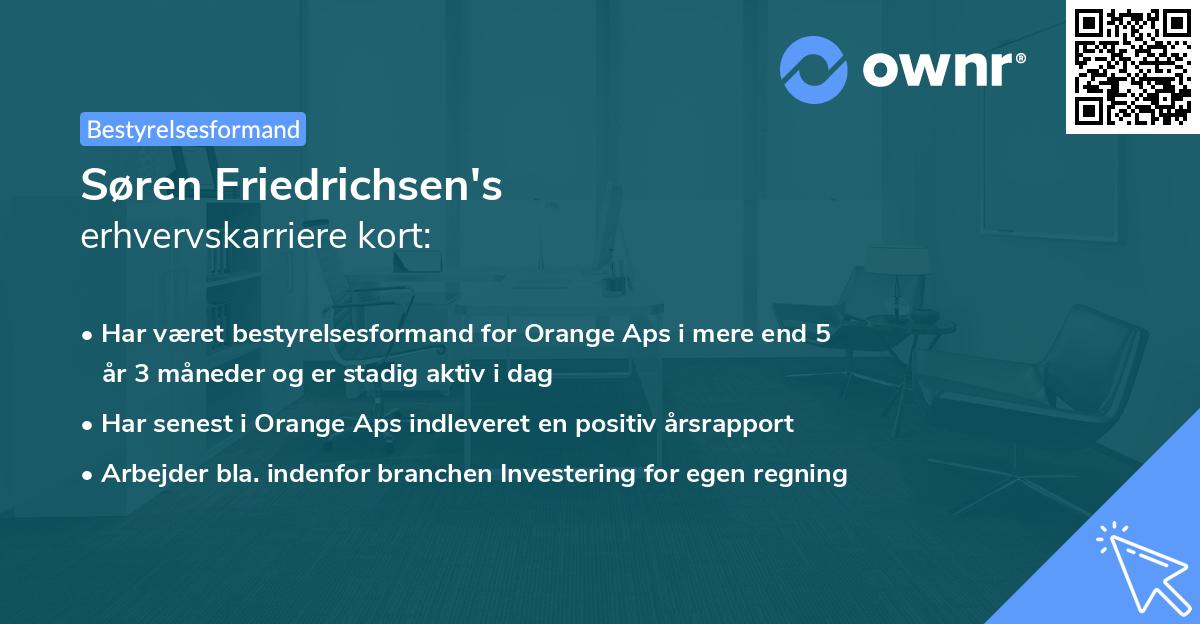 Søren Friedrichsen's erhvervskarriere kort