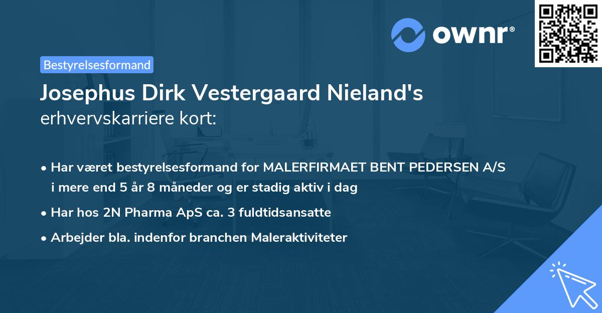 Josephus Dirk Vestergaard Nieland's erhvervskarriere kort