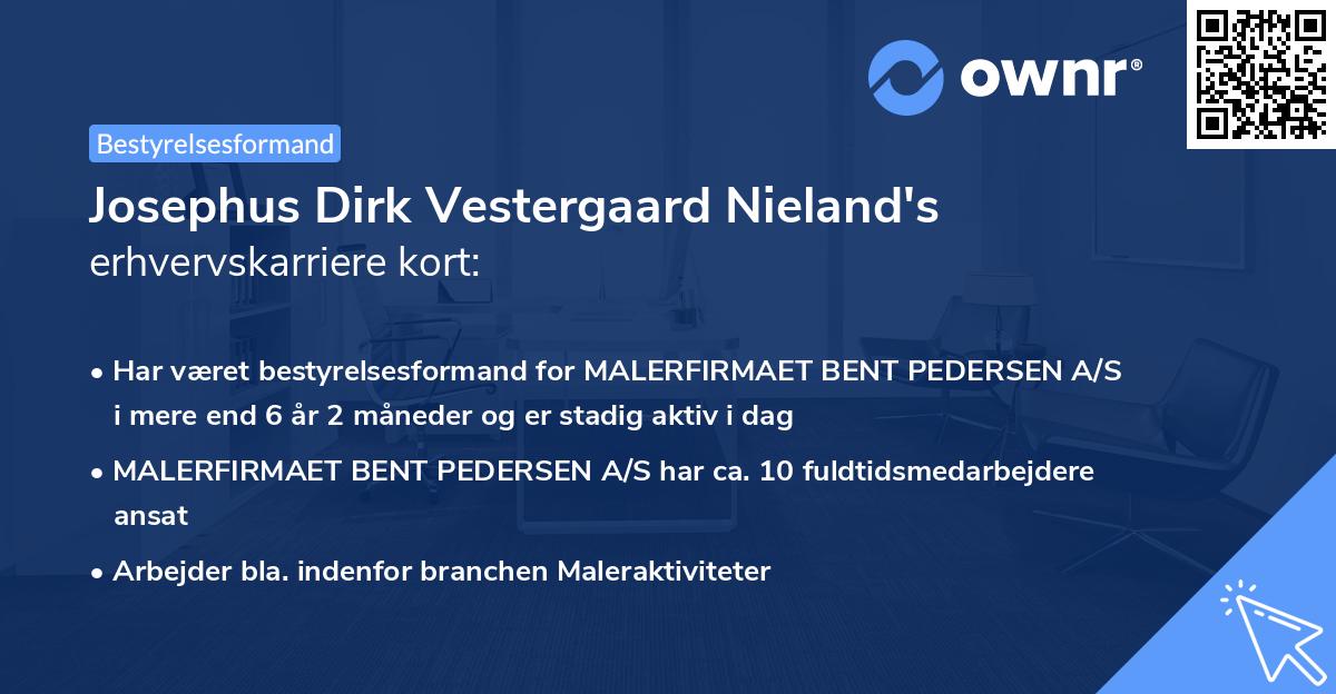 Josephus Dirk Vestergaard Nieland's erhvervskarriere kort