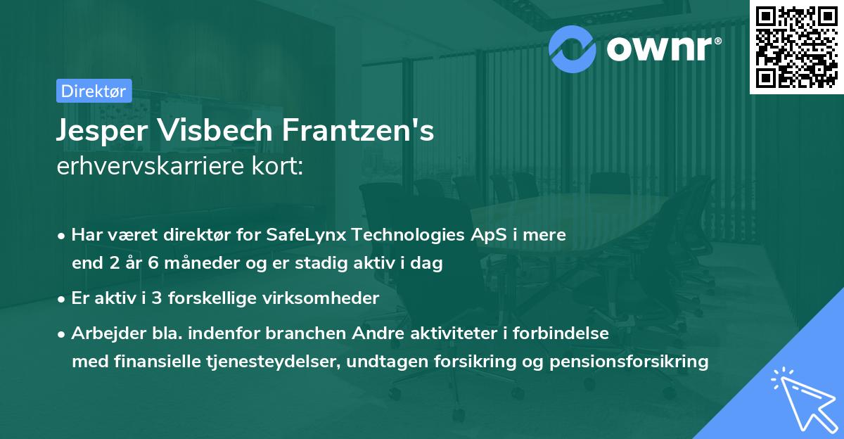 Jesper Visbech Frantzen's erhvervskarriere kort