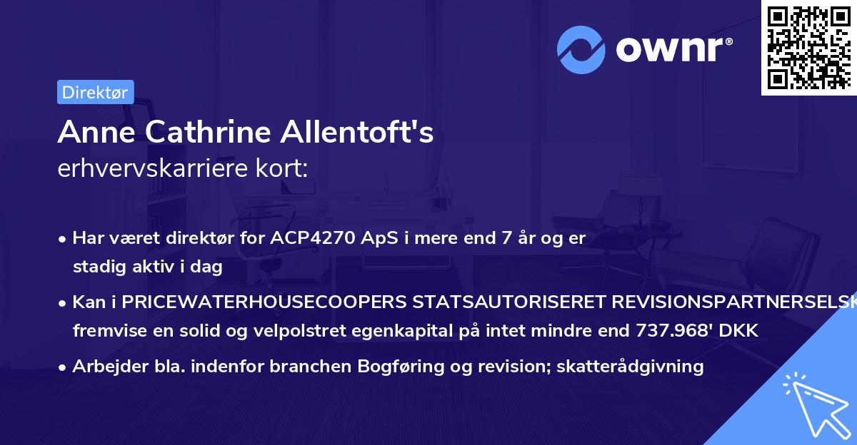 Anne Cathrine Allentoft's erhvervskarriere kort