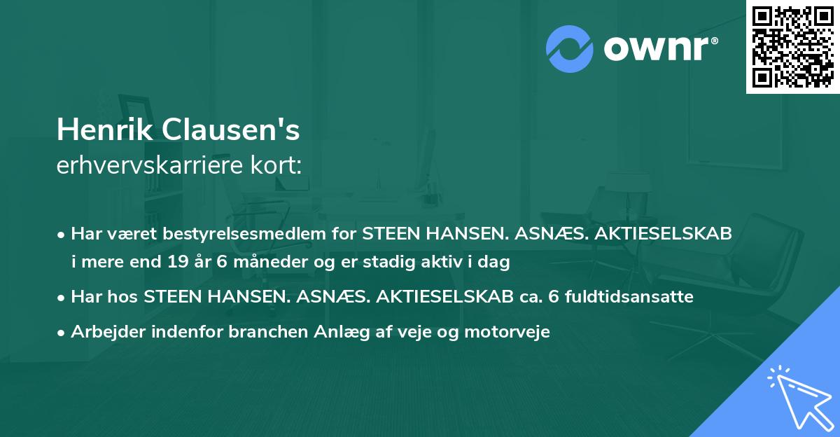 Henrik Clausen's erhvervskarriere kort