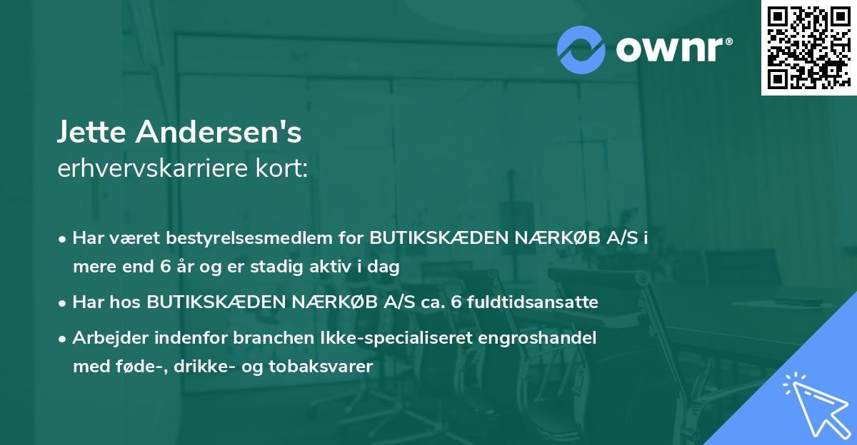 Jette Andersen's erhvervskarriere kort