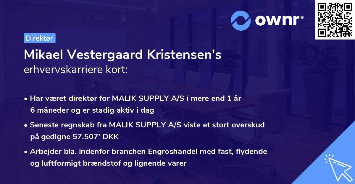 Mikael Vestergaard Kristensen's erhvervskarriere kort