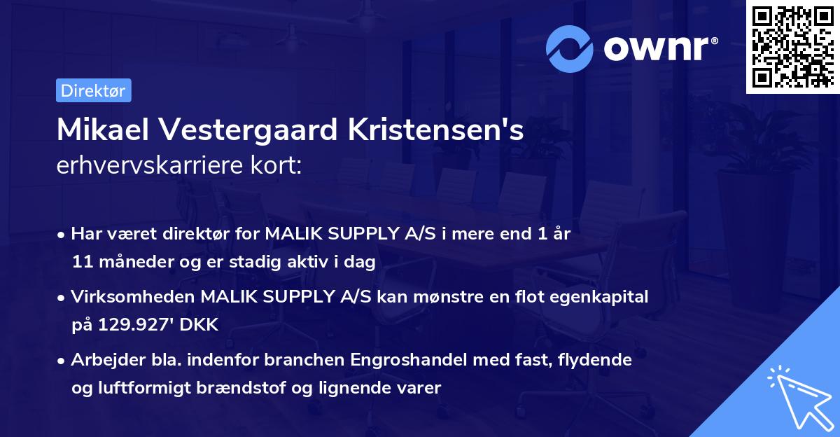 Mikael Vestergaard Kristensen's erhvervskarriere kort