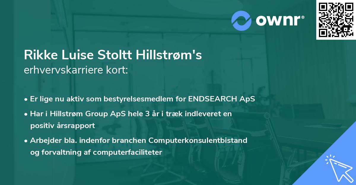 Rikke Luise Stoltt Hillstrøm's erhvervskarriere kort