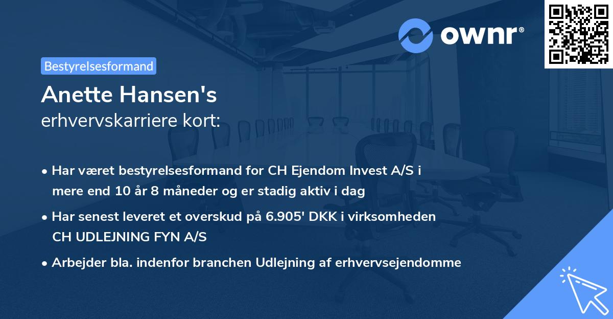 Anette Hansen's erhvervskarriere kort