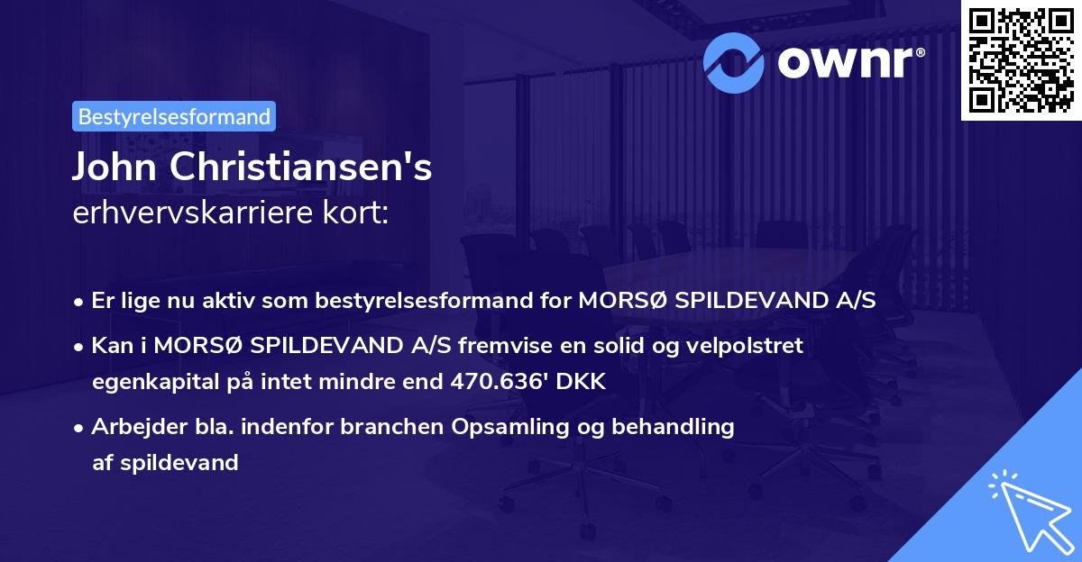 John Christiansen's erhvervskarriere kort