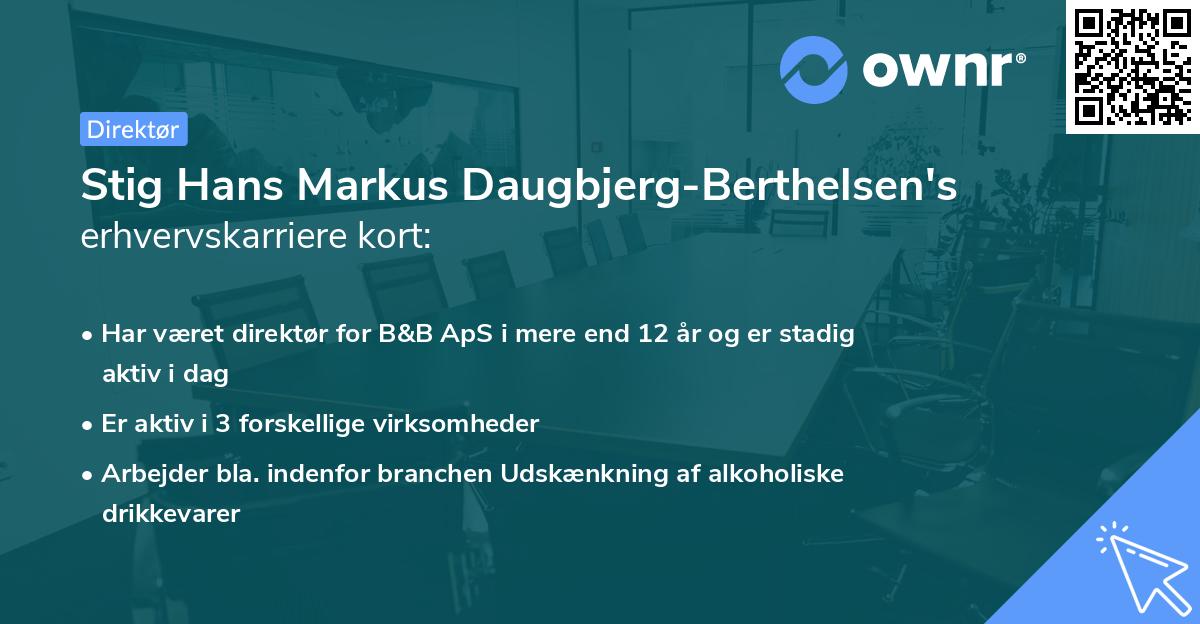 Stig Hans Markus Daugbjerg-Berthelsen's erhvervskarriere kort