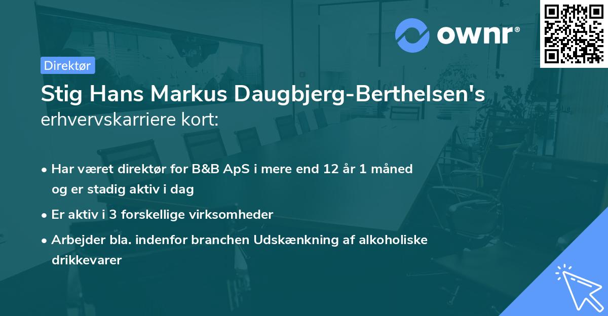 Stig Hans Markus Daugbjerg-Berthelsen's erhvervskarriere kort