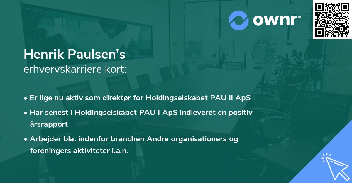 Henrik Paulsen's erhvervskarriere kort