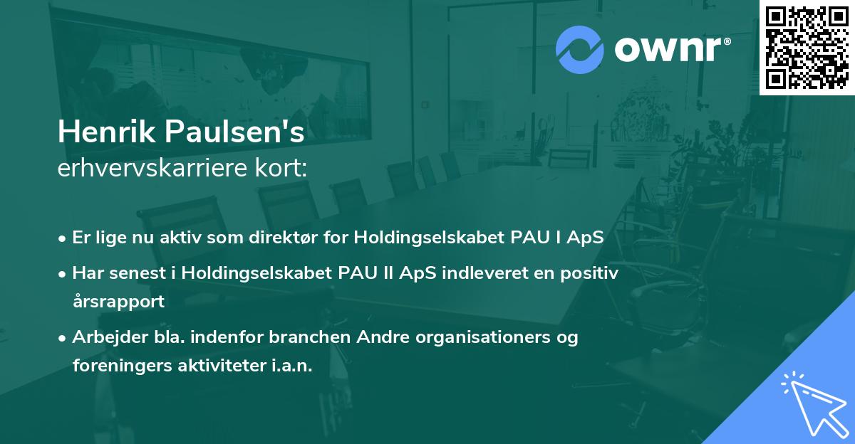Henrik Paulsen's erhvervskarriere kort
