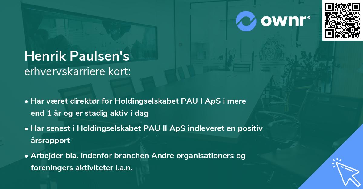 Henrik Paulsen's erhvervskarriere kort