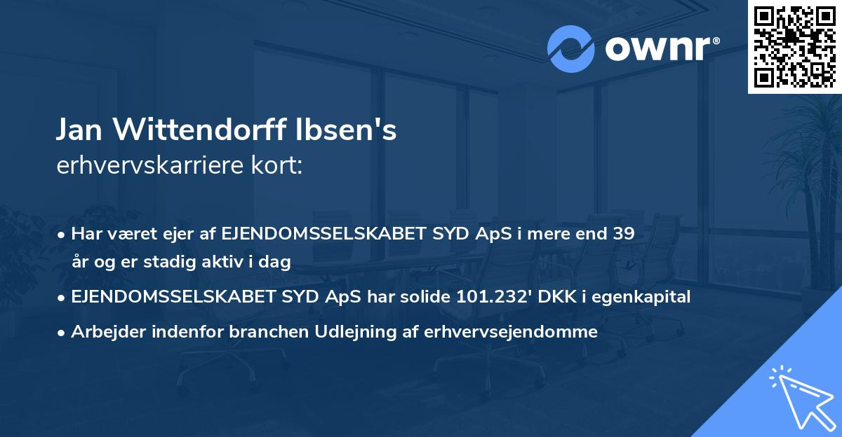 Jan Wittendorff Ibsen's erhvervskarriere kort