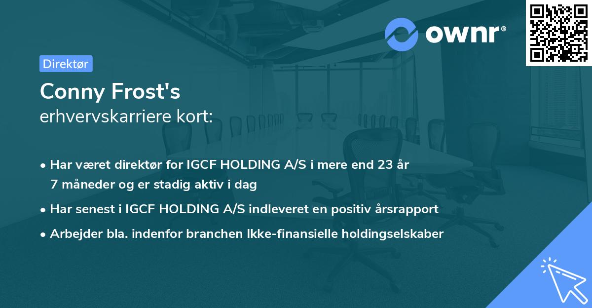 Conny Frost's erhvervskarriere kort