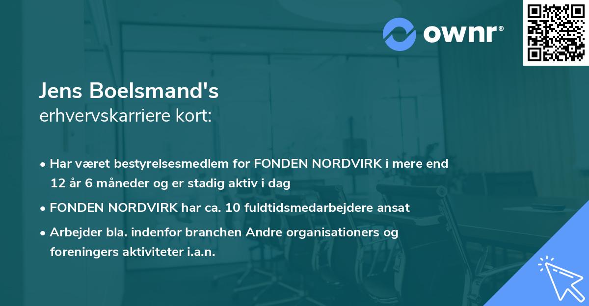 Jens Boelsmand's erhvervskarriere kort