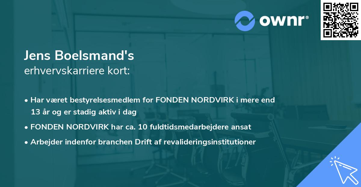Jens Boelsmand's erhvervskarriere kort