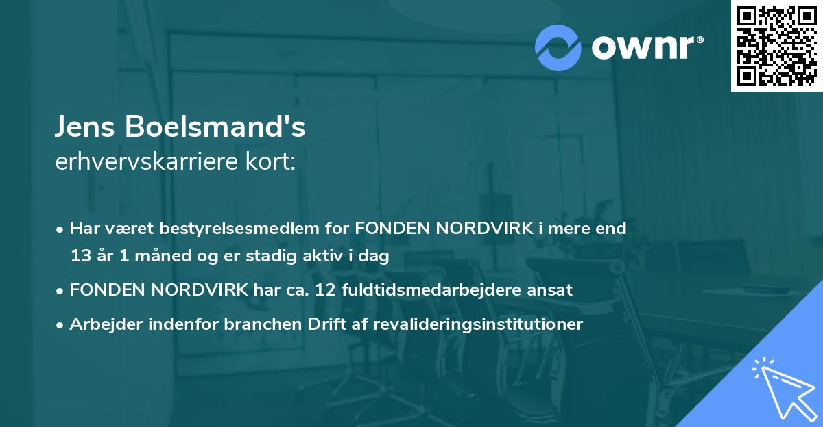 Jens Boelsmand's erhvervskarriere kort