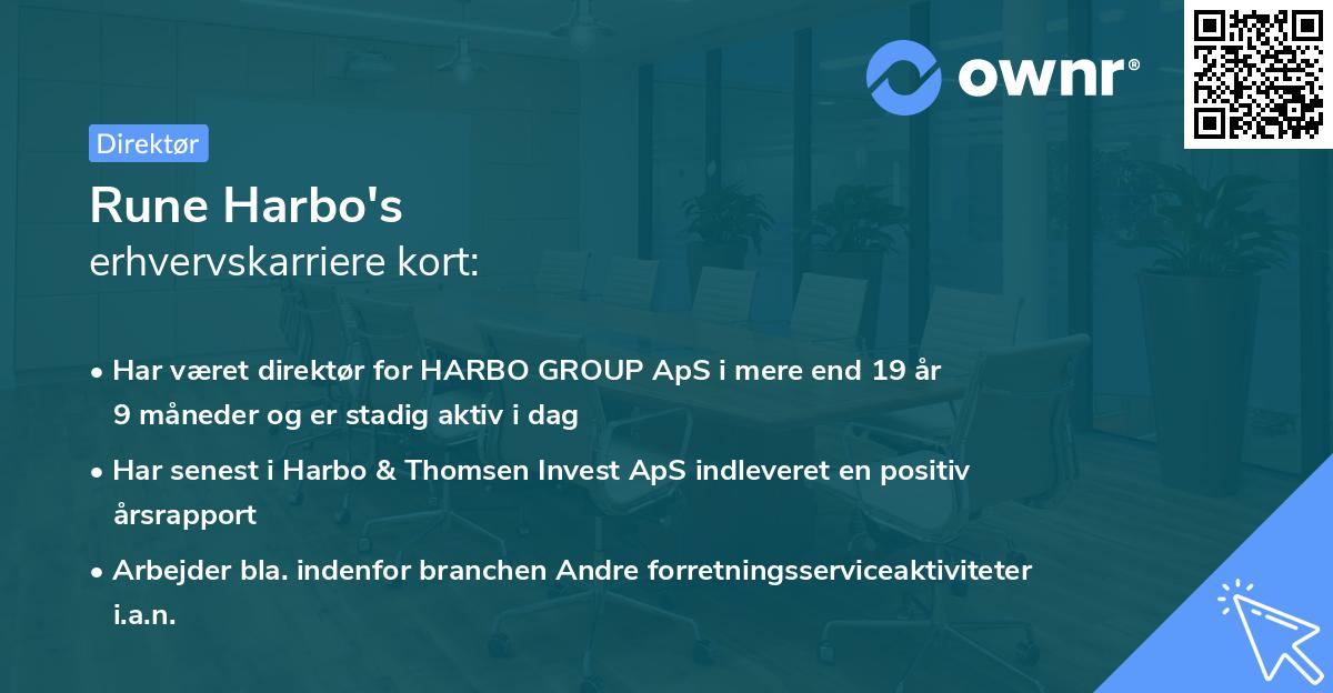 Rune Harbo's erhvervskarriere kort