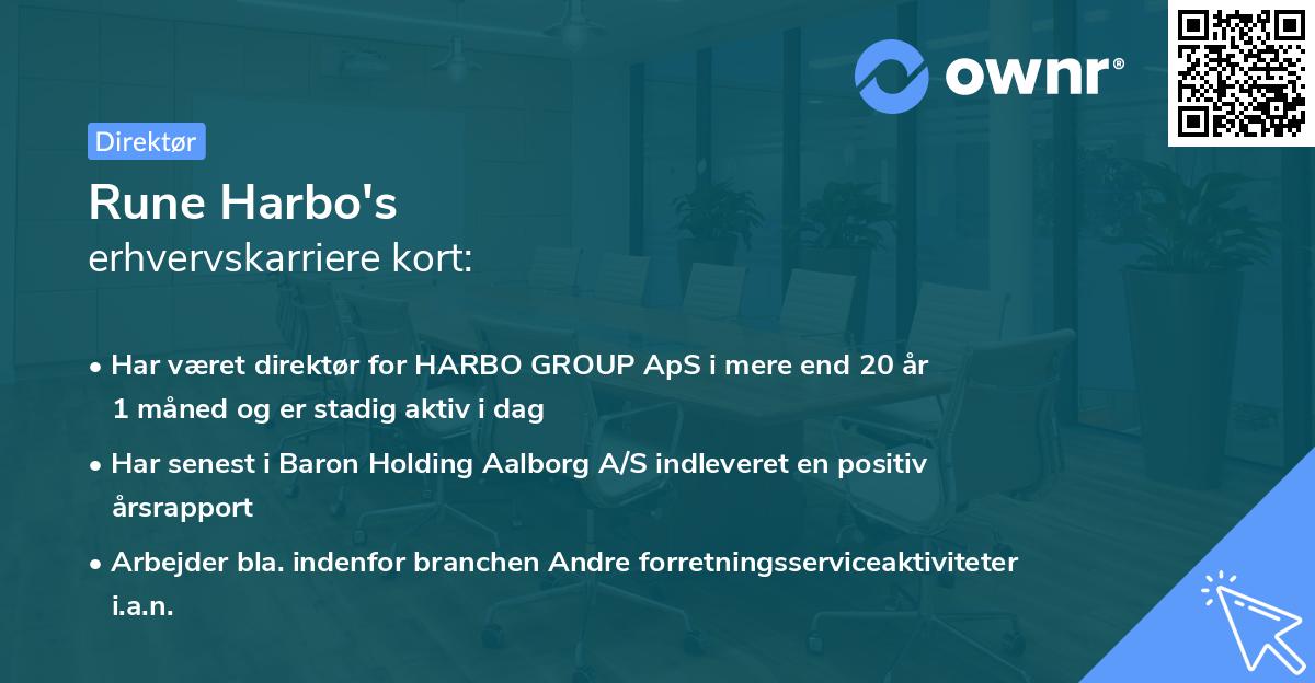 Rune Harbo's erhvervskarriere kort