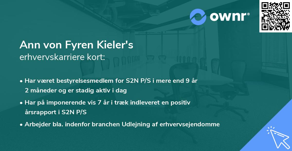 Ann von Fyren Kieler's erhvervskarriere kort