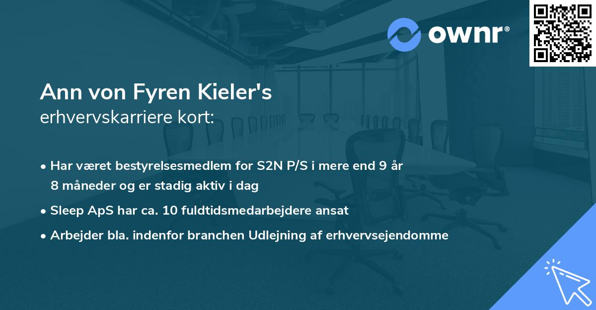 Ann von Fyren Kieler's erhvervskarriere kort