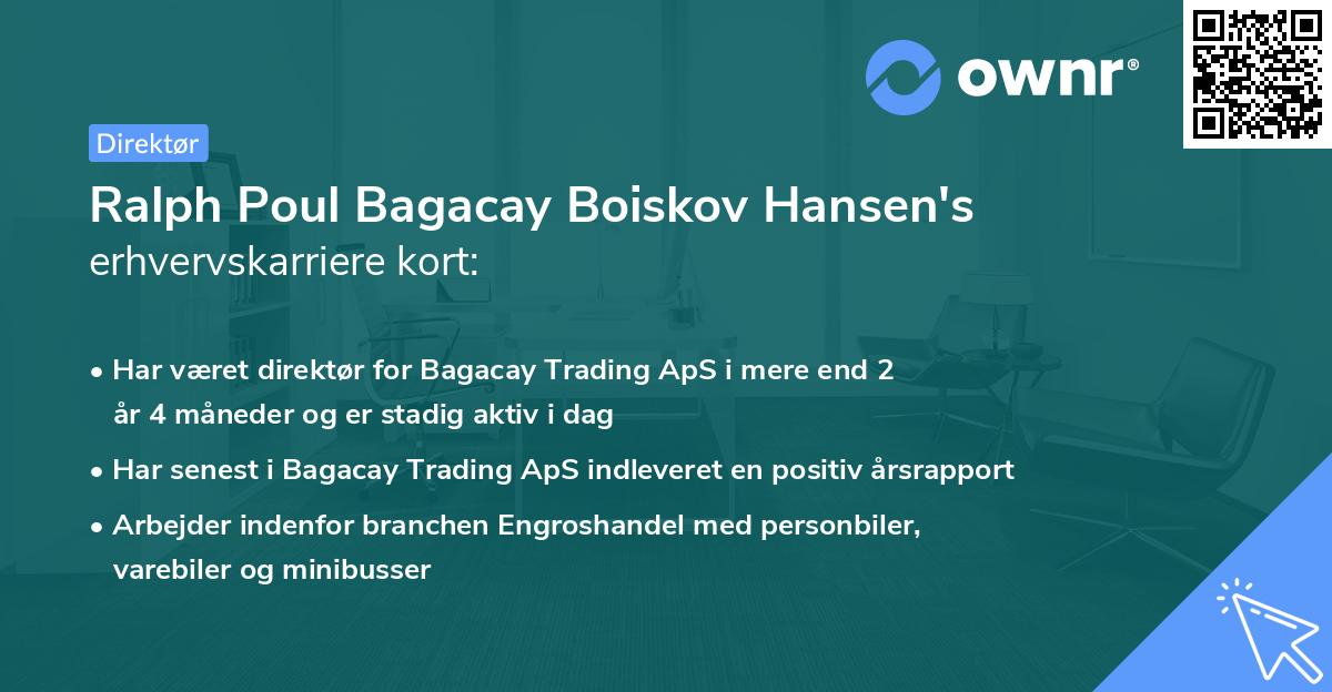 Ralph Poul Bagacay Boiskov Hansen's erhvervskarriere kort