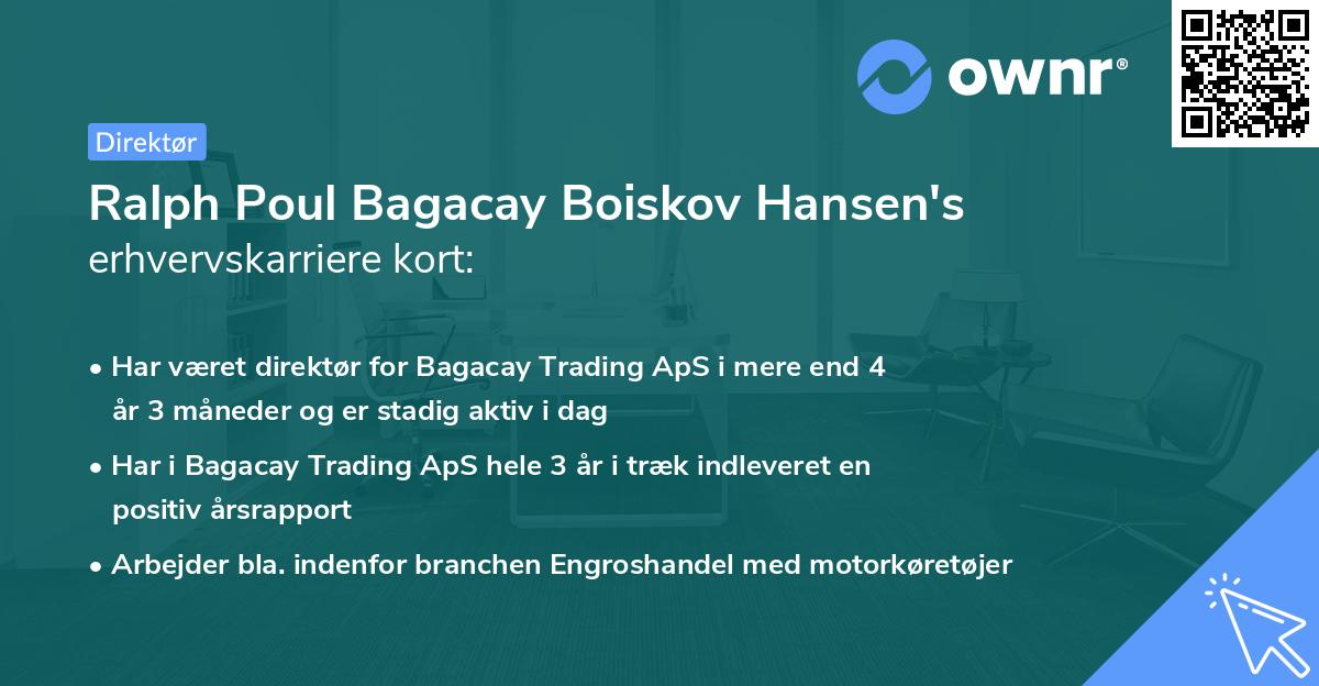 Ralph Poul Bagacay Boiskov Hansen's erhvervskarriere kort