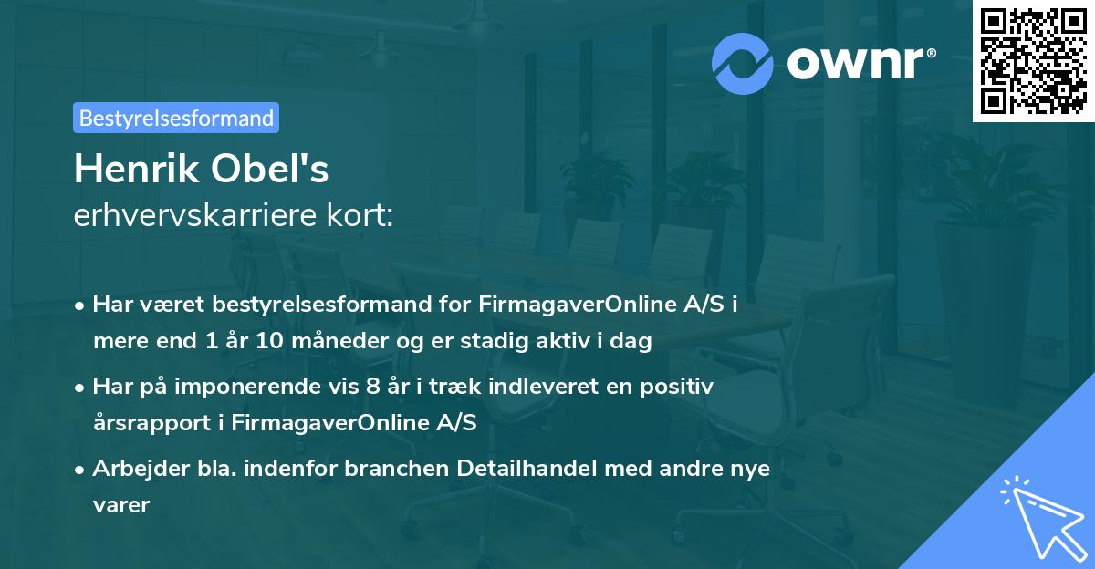 Henrik Obel's erhvervskarriere kort