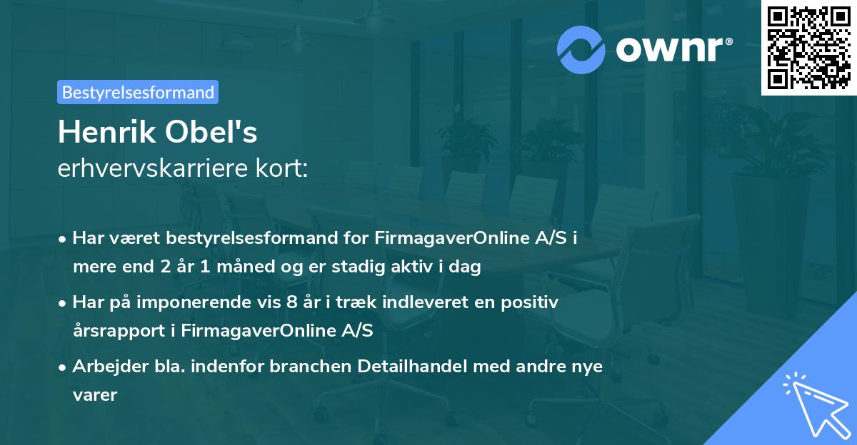 Henrik Obel's erhvervskarriere kort
