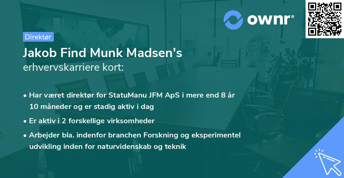Jakob Find Munk Madsen's erhvervskarriere kort