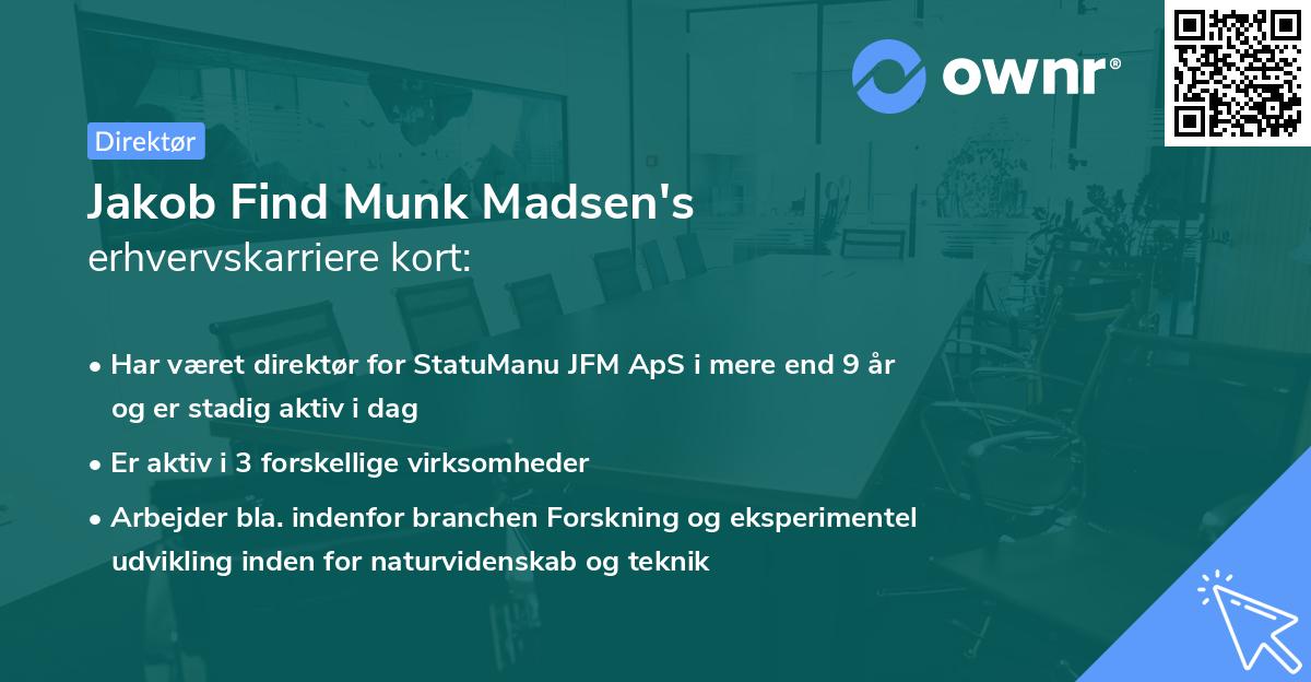 Jakob Find Munk Madsen's erhvervskarriere kort