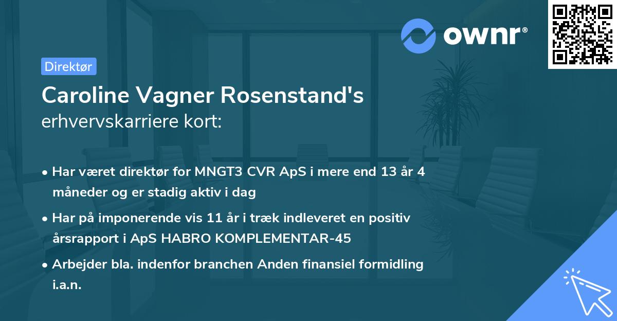 Caroline Vagner Rosenstand's erhvervskarriere kort