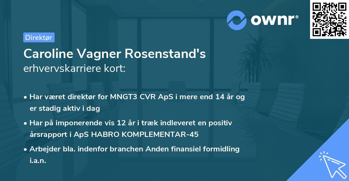 Caroline Vagner Rosenstand's erhvervskarriere kort