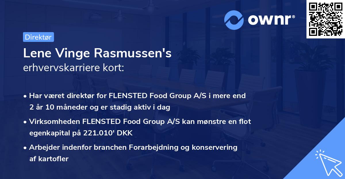 Lene Vinge Rasmussen's erhvervskarriere kort