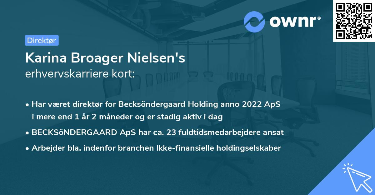 Karina Broager Nielsen's erhvervskarriere kort