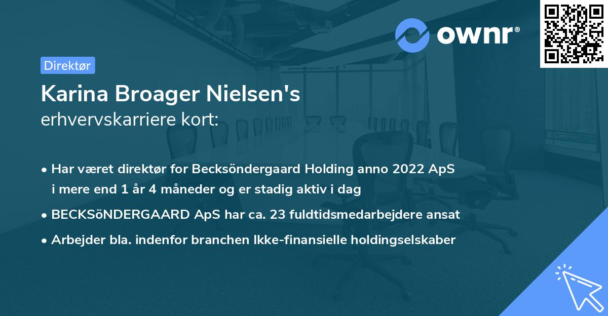 Karina Broager Nielsen's erhvervskarriere kort
