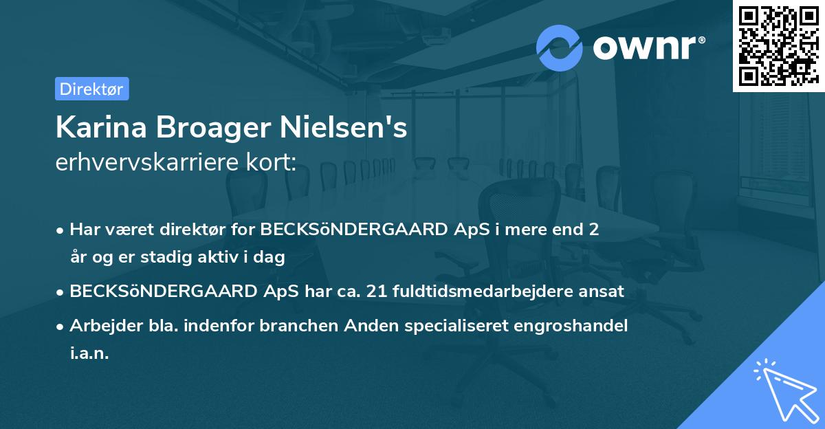 Karina Broager Nielsen's erhvervskarriere kort