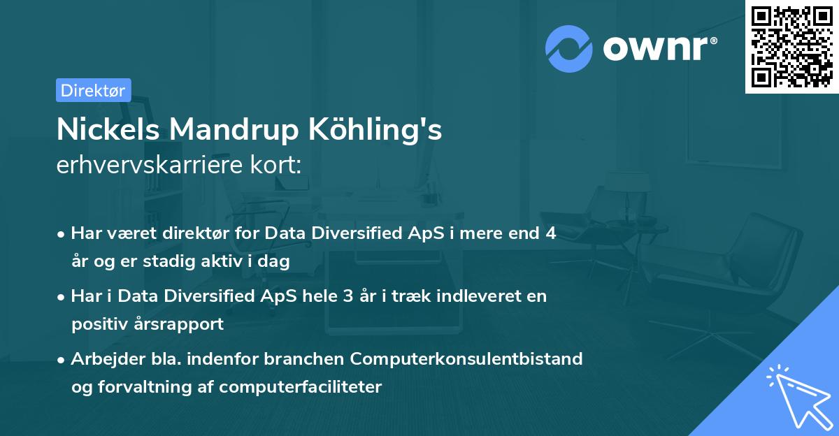 Nickels Mandrup Köhling's erhvervskarriere kort