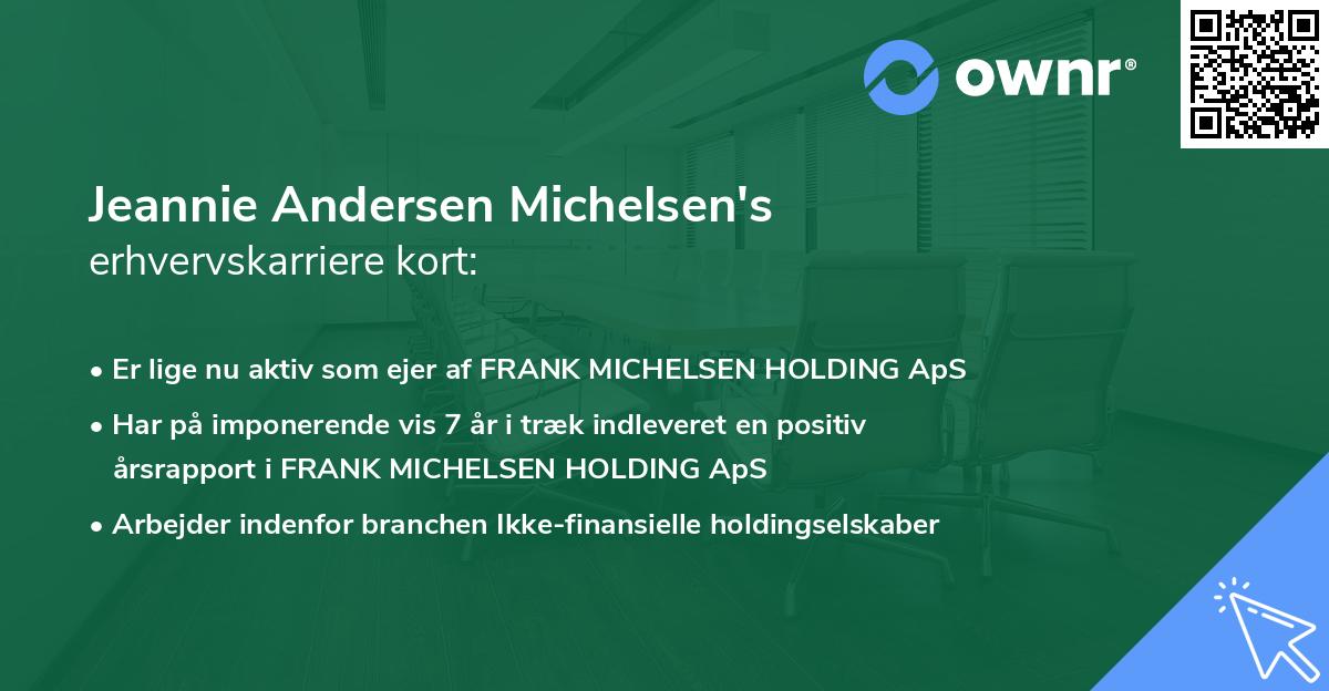 Jeannie Andersen Michelsen's erhvervskarriere kort