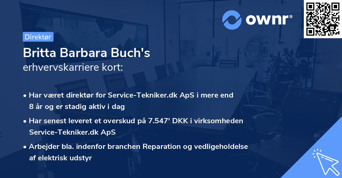 Britta Barbara Buch's erhvervskarriere kort