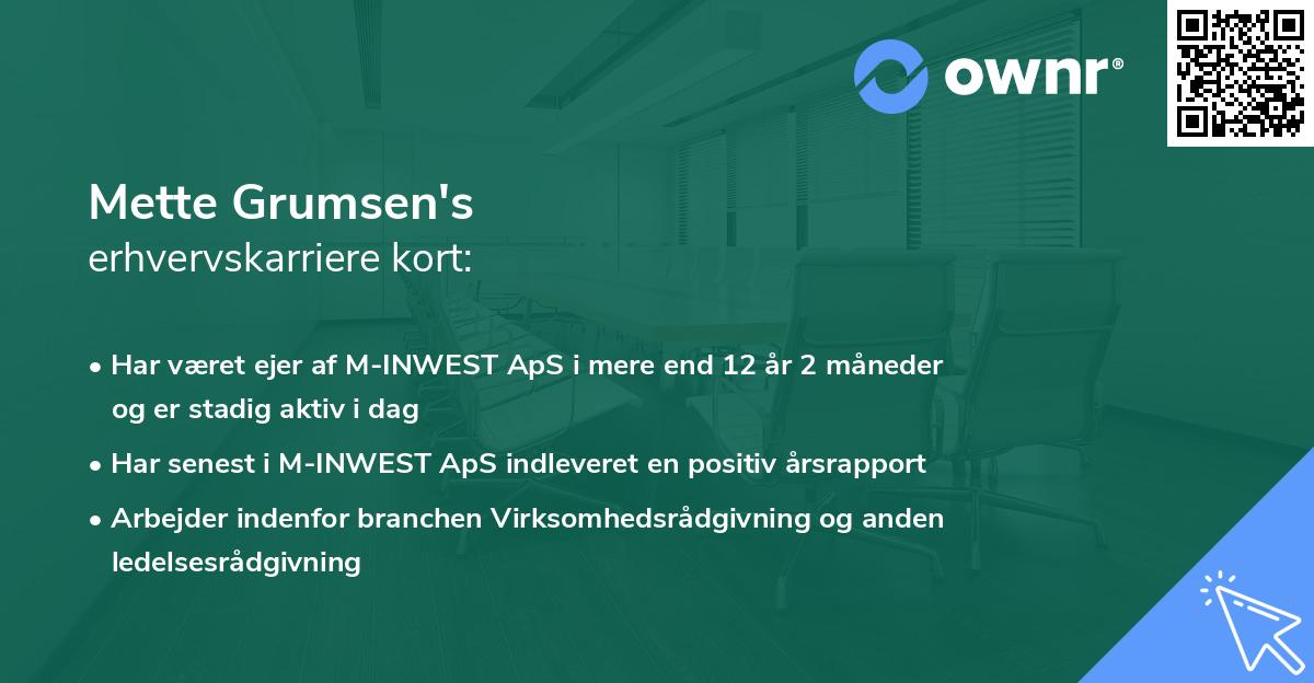 Mette Grumsen's erhvervskarriere kort