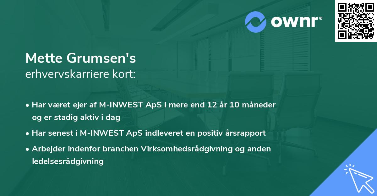 Mette Grumsen's erhvervskarriere kort