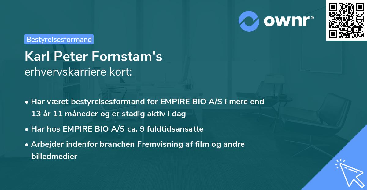 Karl Peter Fornstam's erhvervskarriere kort