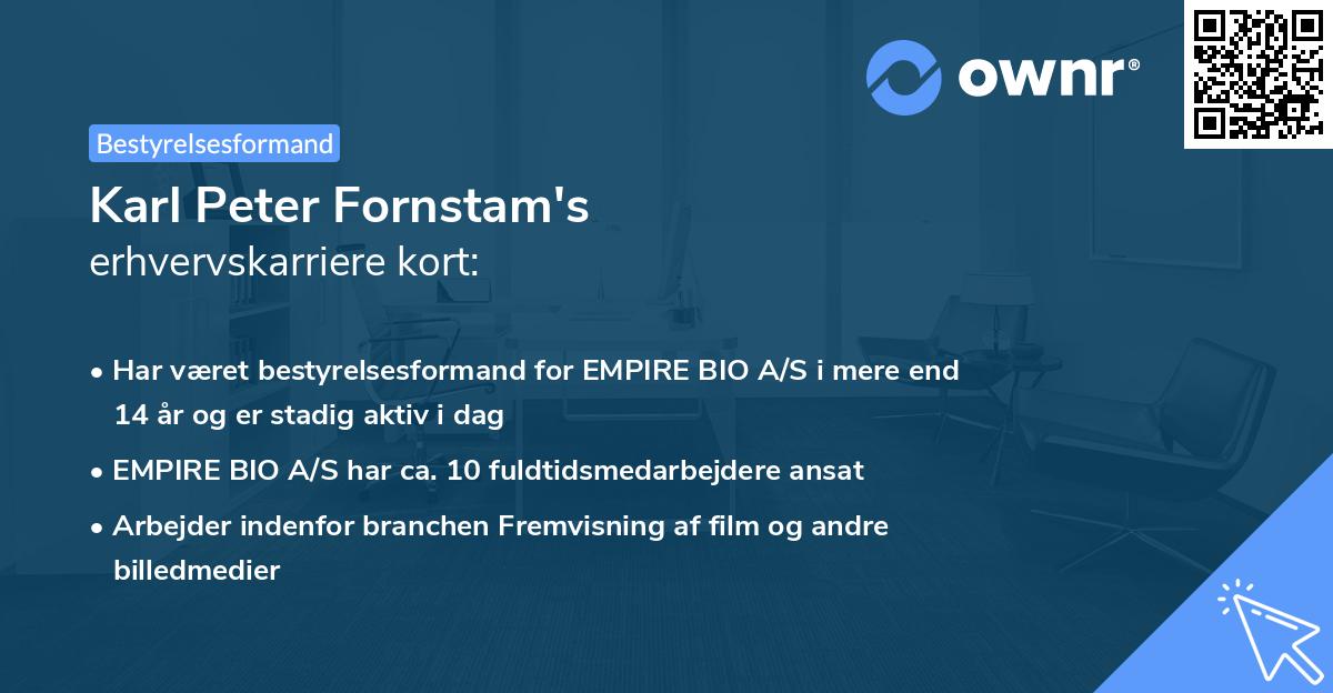 Karl Peter Fornstam's erhvervskarriere kort