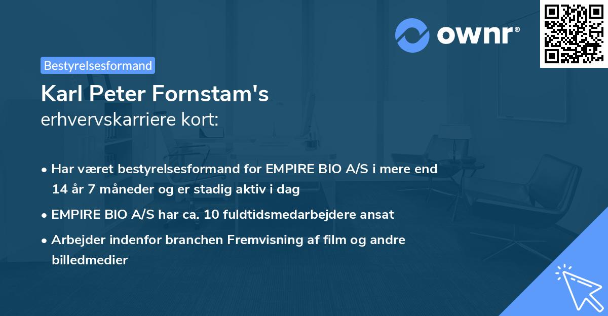 Karl Peter Fornstam's erhvervskarriere kort