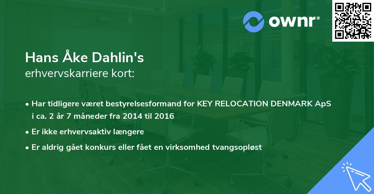 Hans Åke Dahlin's erhvervskarriere kort