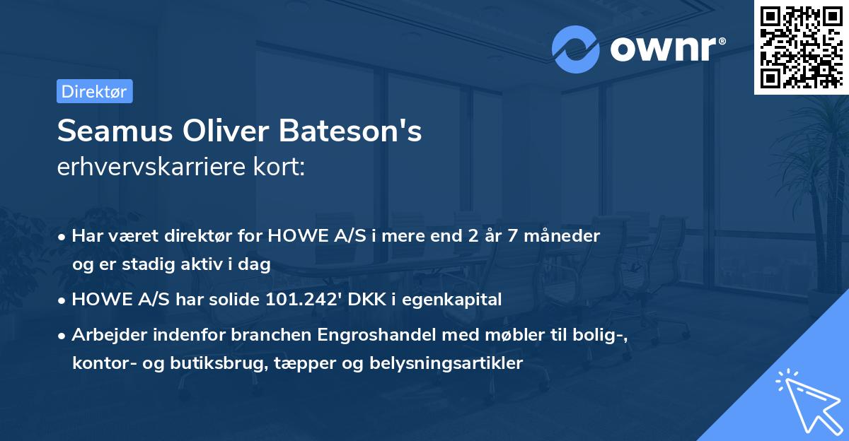 Seamus Oliver Bateson's erhvervskarriere kort