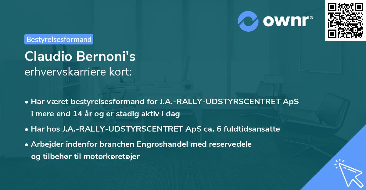 Claudio Bernoni's erhvervskarriere kort