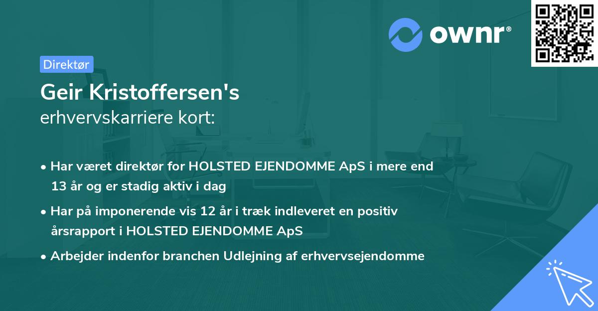 Geir Kristoffersen's erhvervskarriere kort